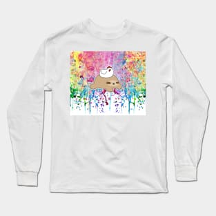 Sloth and Chicken Rainbow Paint Long Sleeve T-Shirt